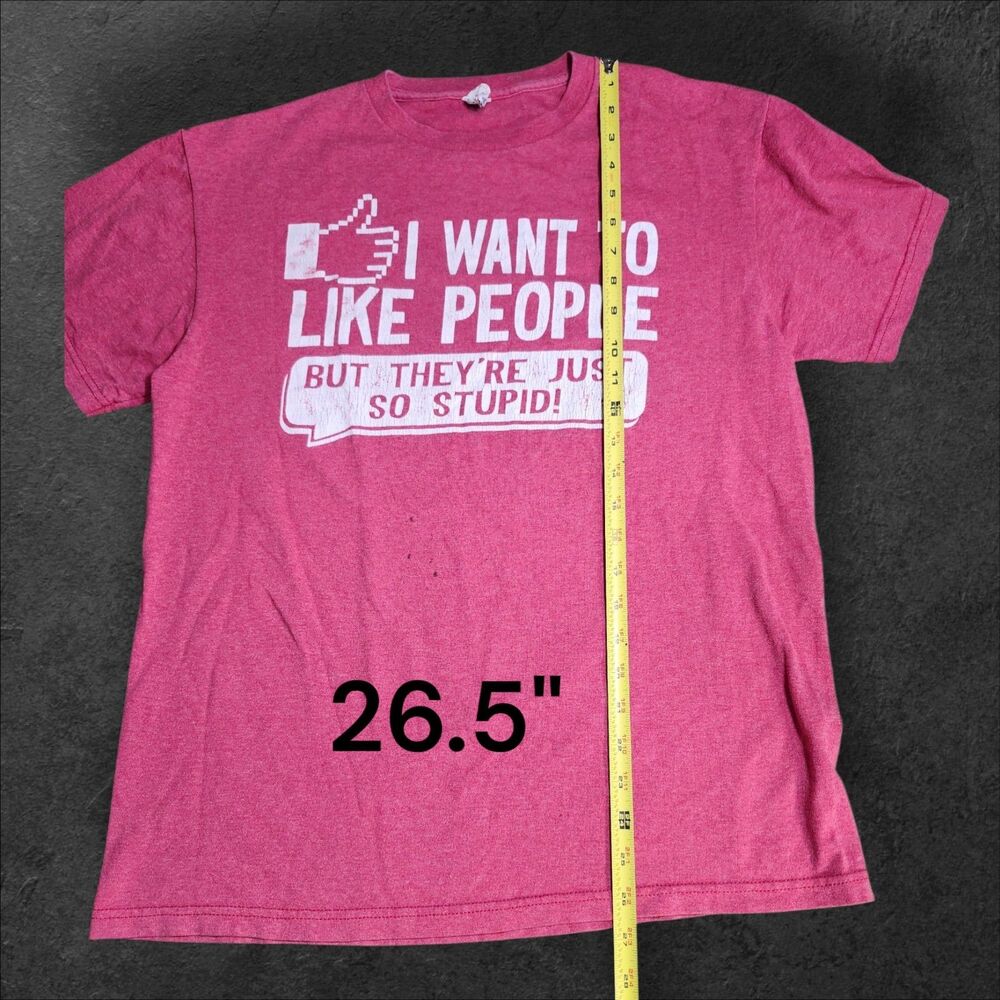 Vintage Y2K Meme T-Shirt I Want to Like People But They’re So Stupid M Facebook - Picture 7 of 11